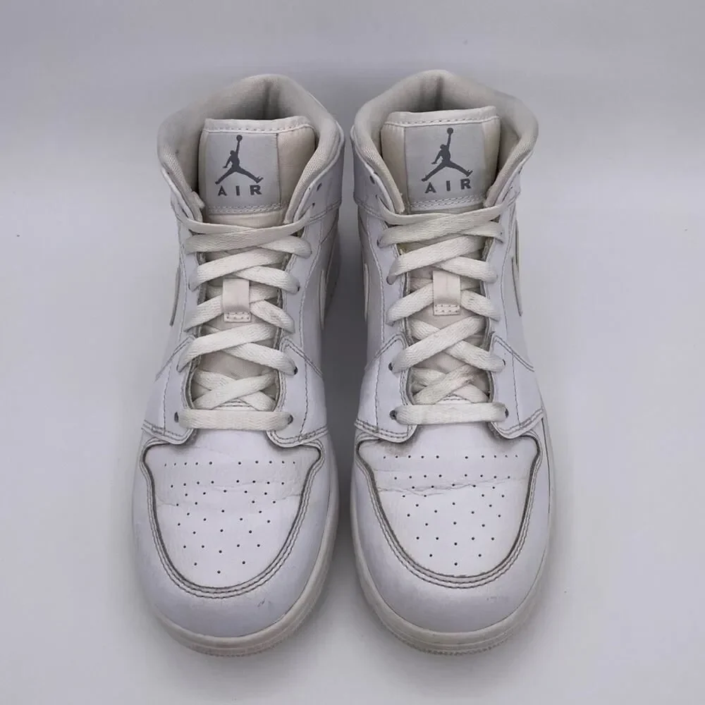 Nike Air Jordan 1 Retro Mid GS 'White Cool Grey' Shoes Sneakers   -   Size:  7Y